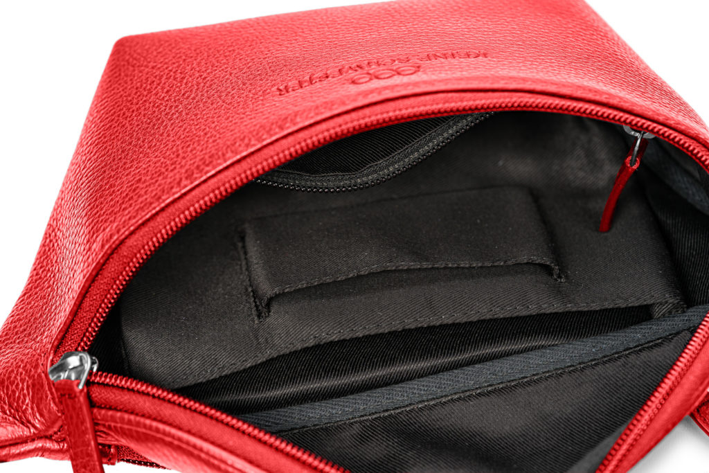 KIM Gürteltasche | rot | silber | Weite 100-165 | genarbt