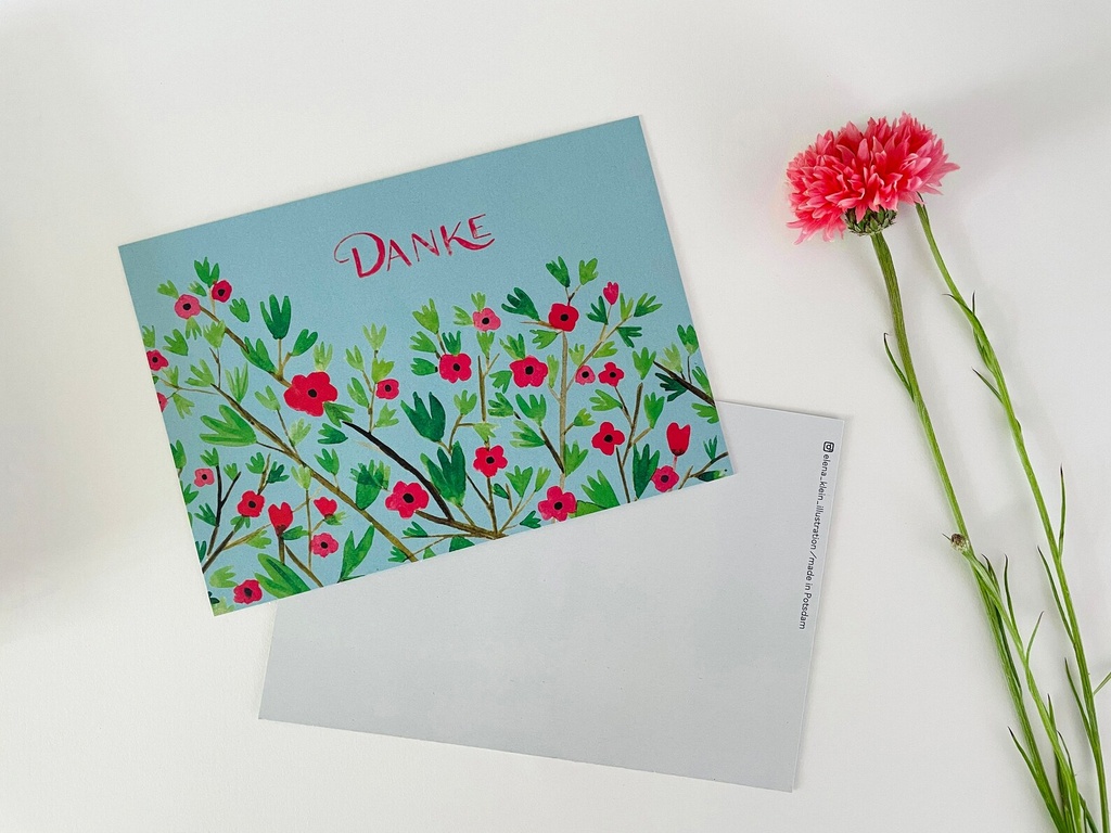 Elena Klein Illustration - Postkarte - Blumen Danke