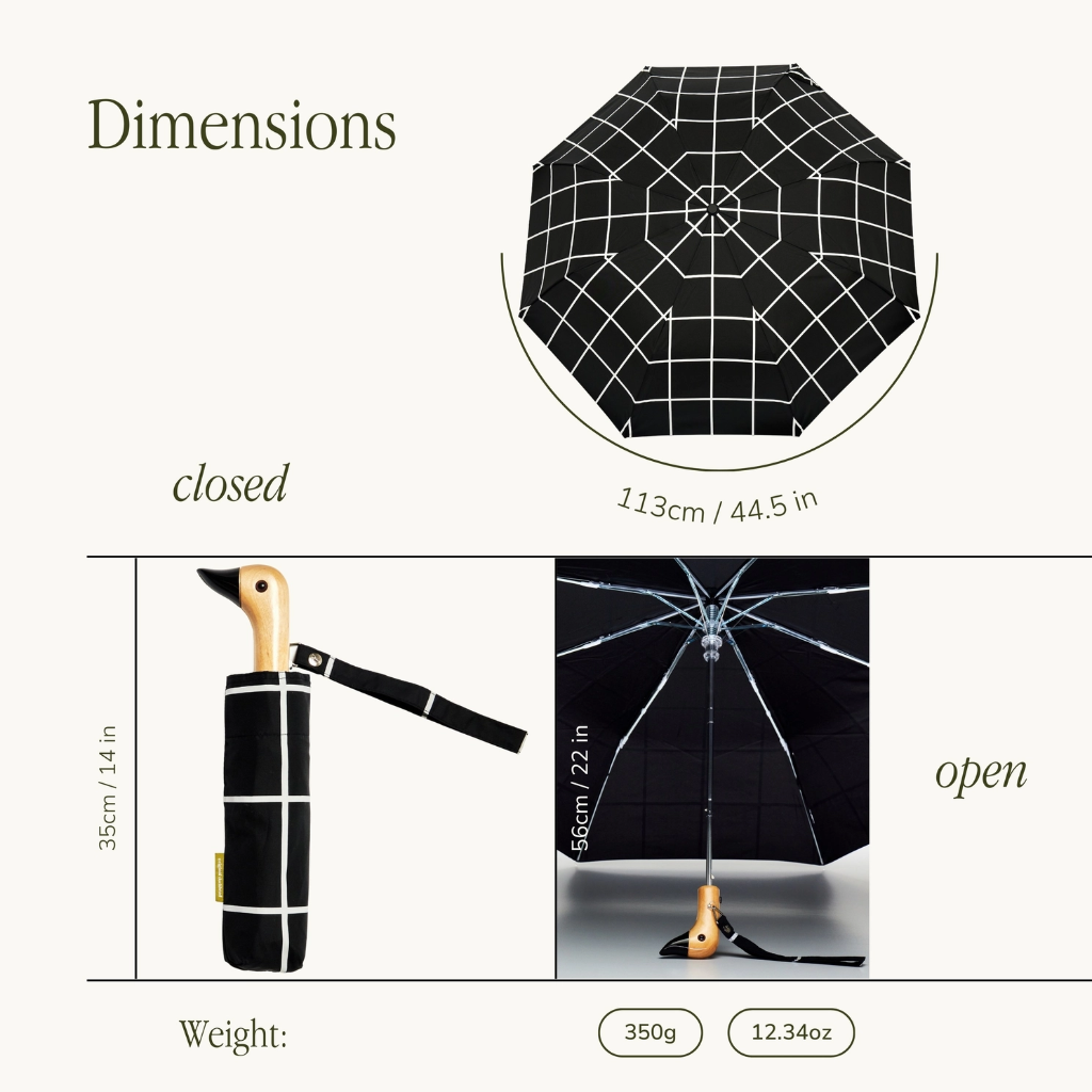 Original Duckhead - Regenschirm Black Grid Compact