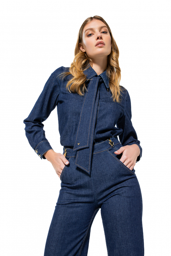 Caroline Biss - SMOOTH DENIM SHIRT WITH BOW