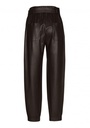 Caroline Biss - COMFORTABLE LOOSE-FITTING ECO-LEATHER PANTS, ELASTIC WAIST, BROWN COFFEE