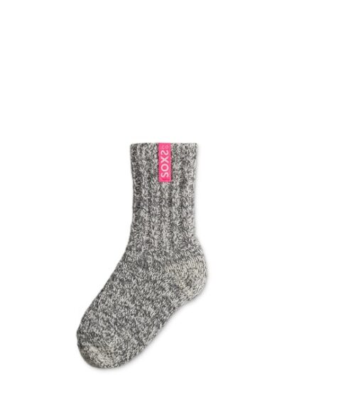 SOXS - Wollsocken mittelhoch, graue Wolle, bubble gum