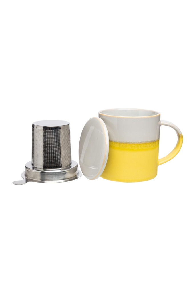 Tranquillo - Tasse mit Teesieb INDUSTRIAL 410ml grau gelb