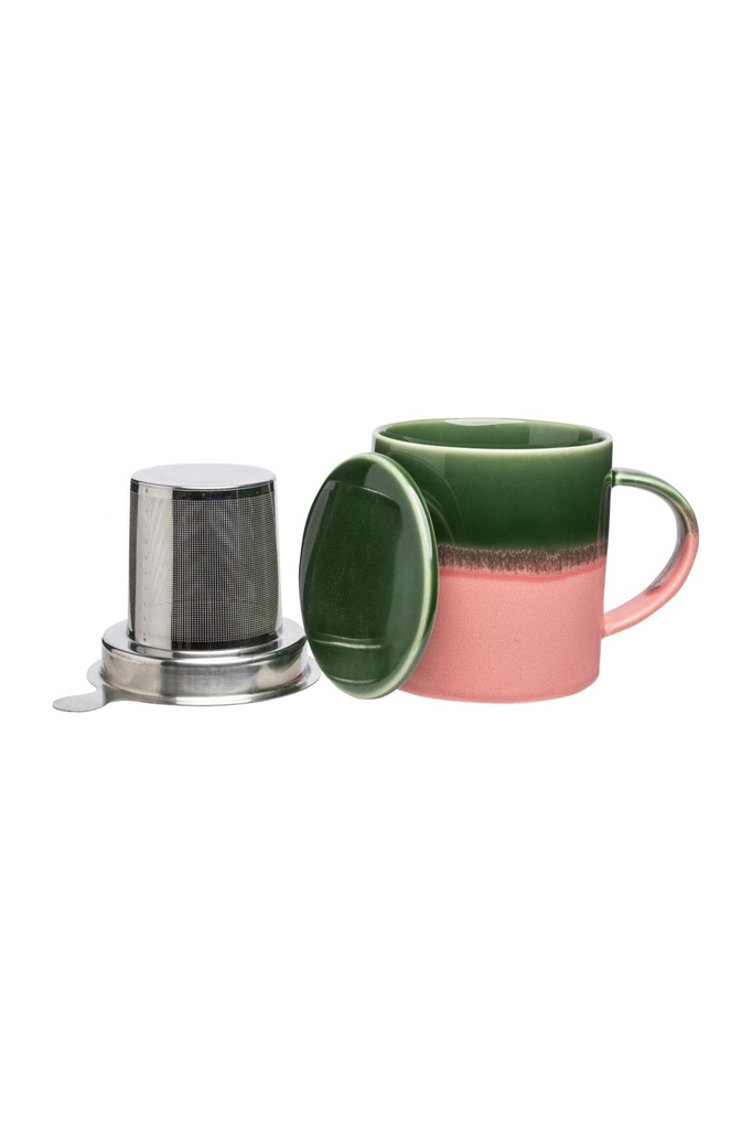 Tranquillo - Tasse mit Teesieb INDUSTRIAL 410ml grün pink