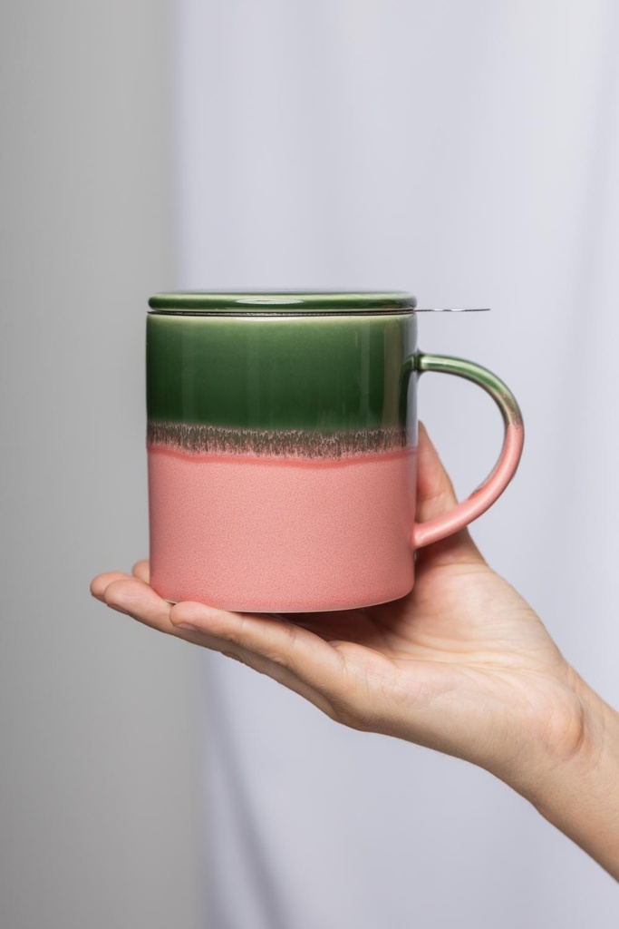 Tranquillo - Tasse mit Teesieb INDUSTRIAL 410ml grün pink