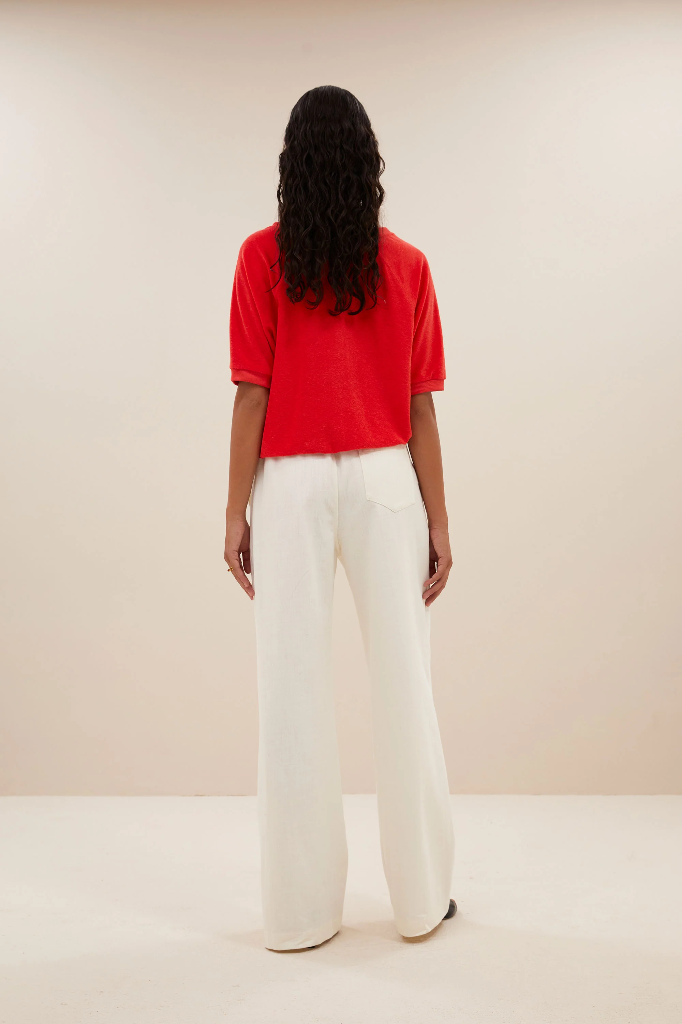 By Bar - Neva Slub Top - 305 poppy red