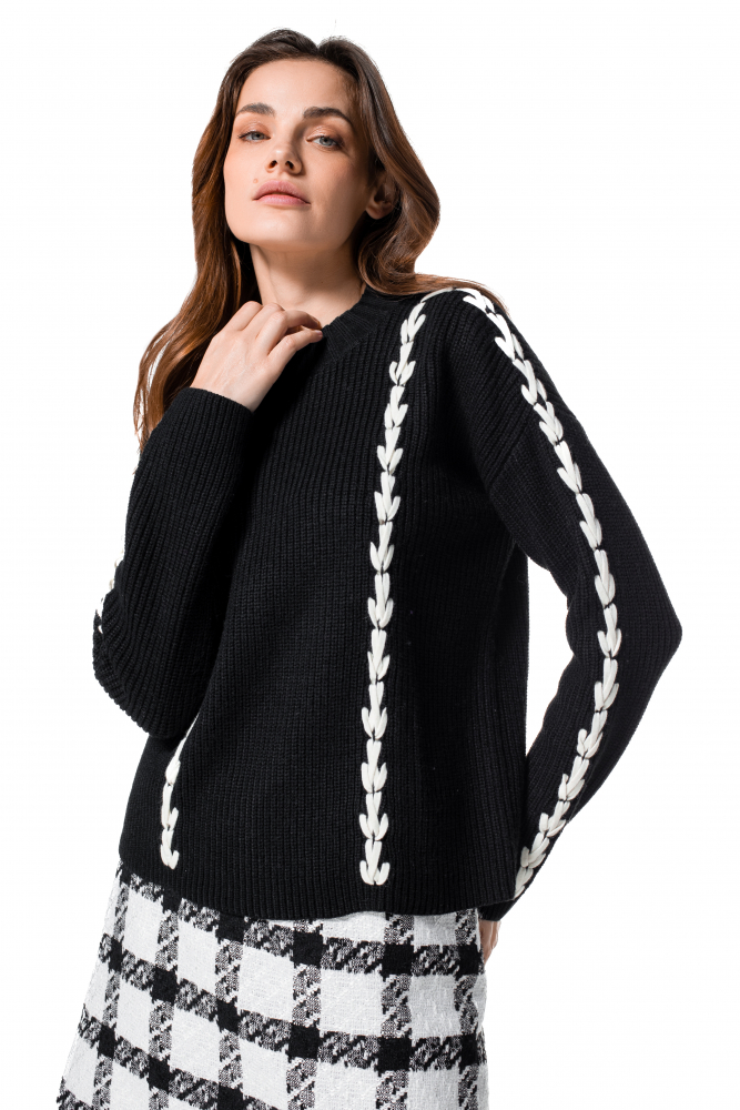 Caroline Biss - CHUNKY KNIT FANCY PULLOVER - 4273-10