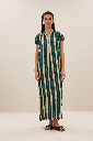 By Bar - Victoria Tie Dye Dress Long - 446 Green Tie Dye Stripe