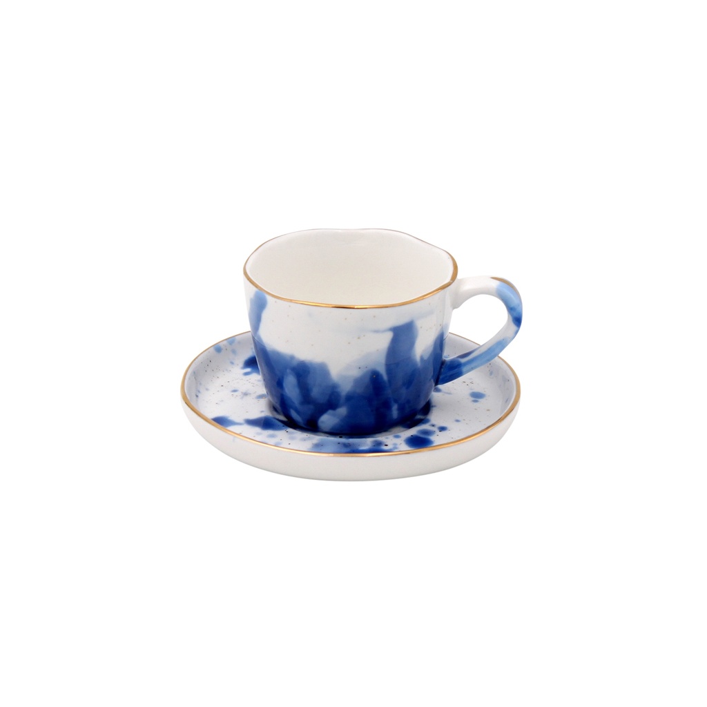 Werner Voss - Espressotasse Marine Splash, weiß/blau/gold, Porzellan,11x5,5cm