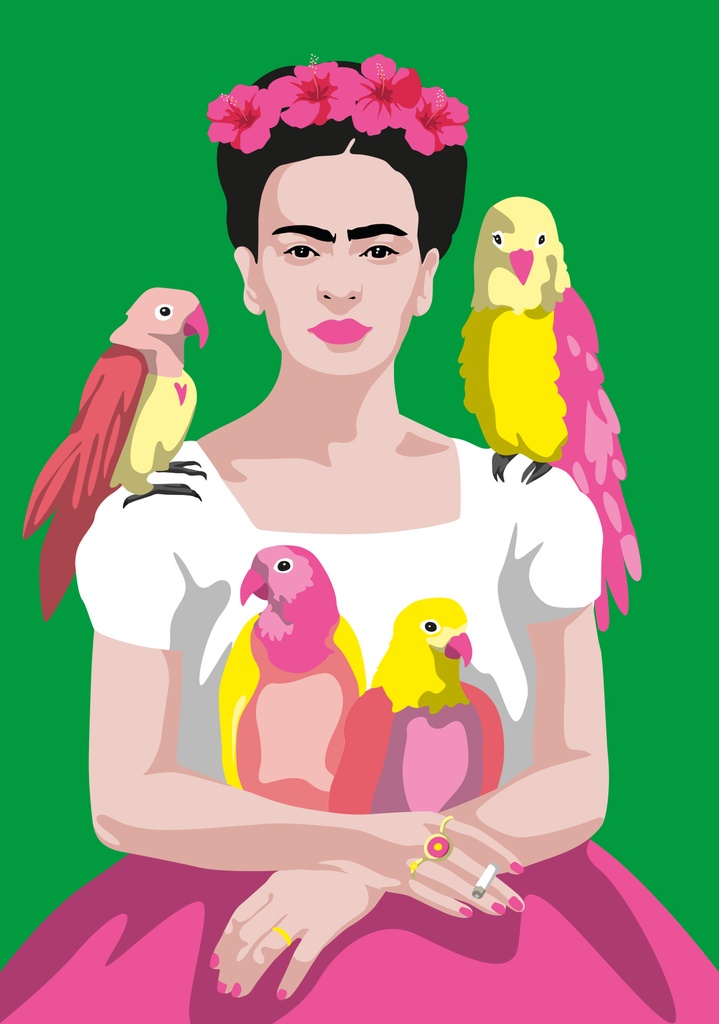 Nobis Design - Postkarte - pop art new generation - Mexican Artist with parrots