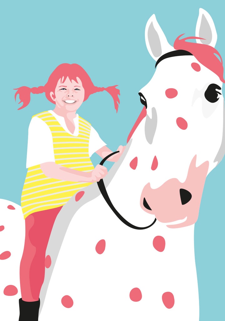 Nobis Design - Postkarte - pop art new generation - Red hair girl with horse