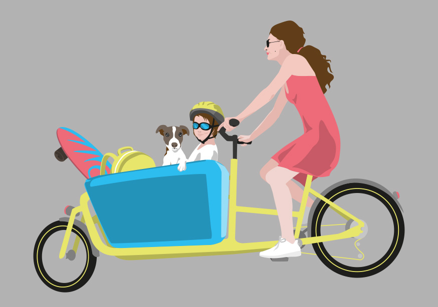 Nobis Design - Postkarte - Luminous - Family cargo bike