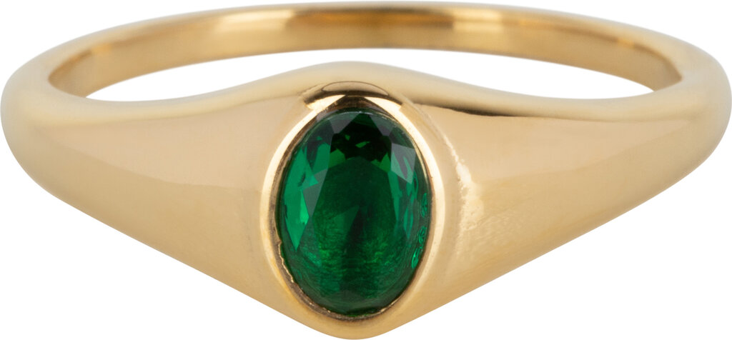 Charmins Ring - R1086 - Birthstone Siegelring May Green Emerald Oval Stone