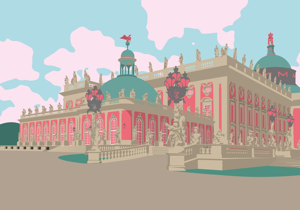 Nobis Design - Postkarte - Bon Voyage - Neues Palais, Park Sanssouci