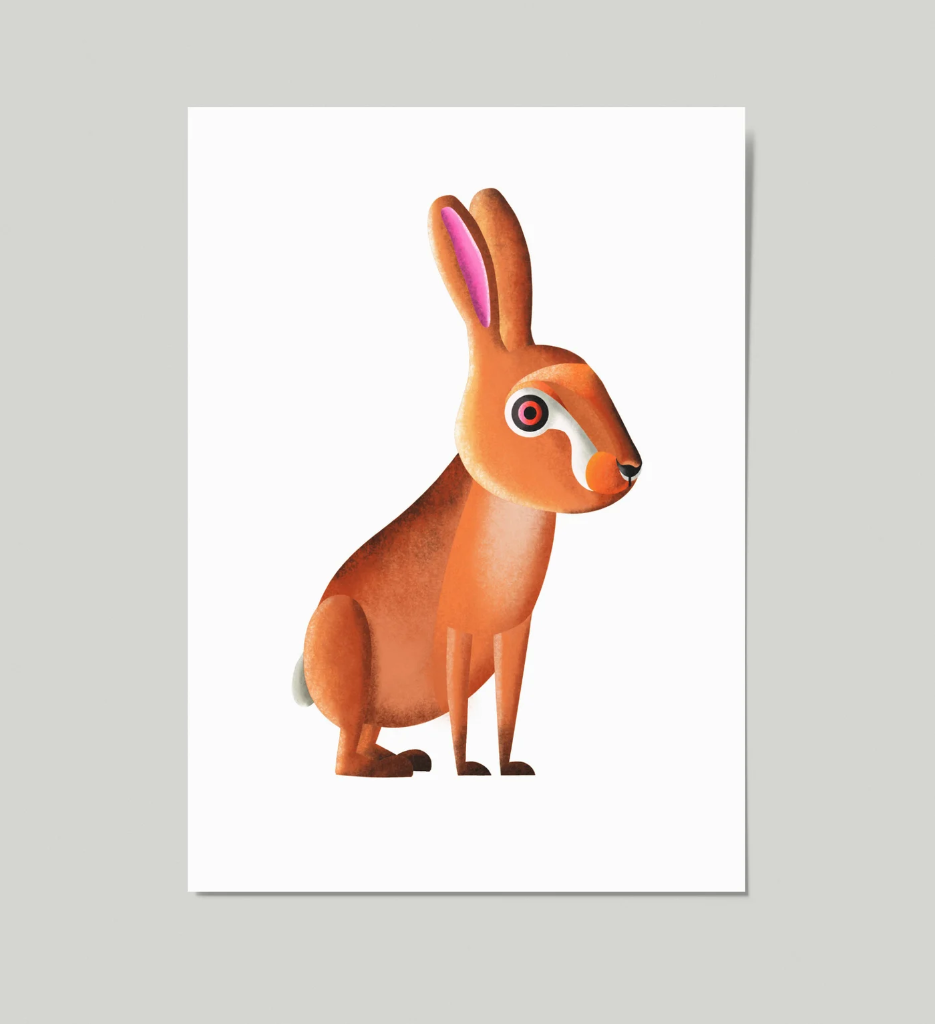 Luckycatstudio - Postkarte - Osterhase Feldhase