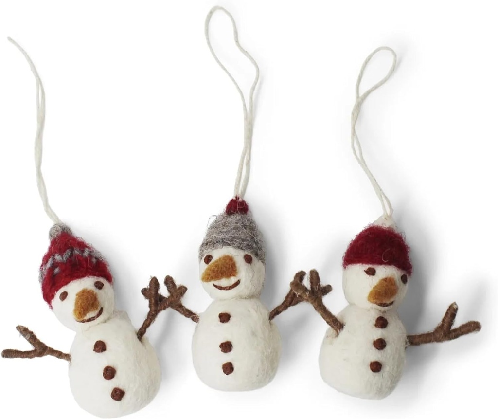 Gry & Sif (Filz) - Snowman w/Hat - set of 3