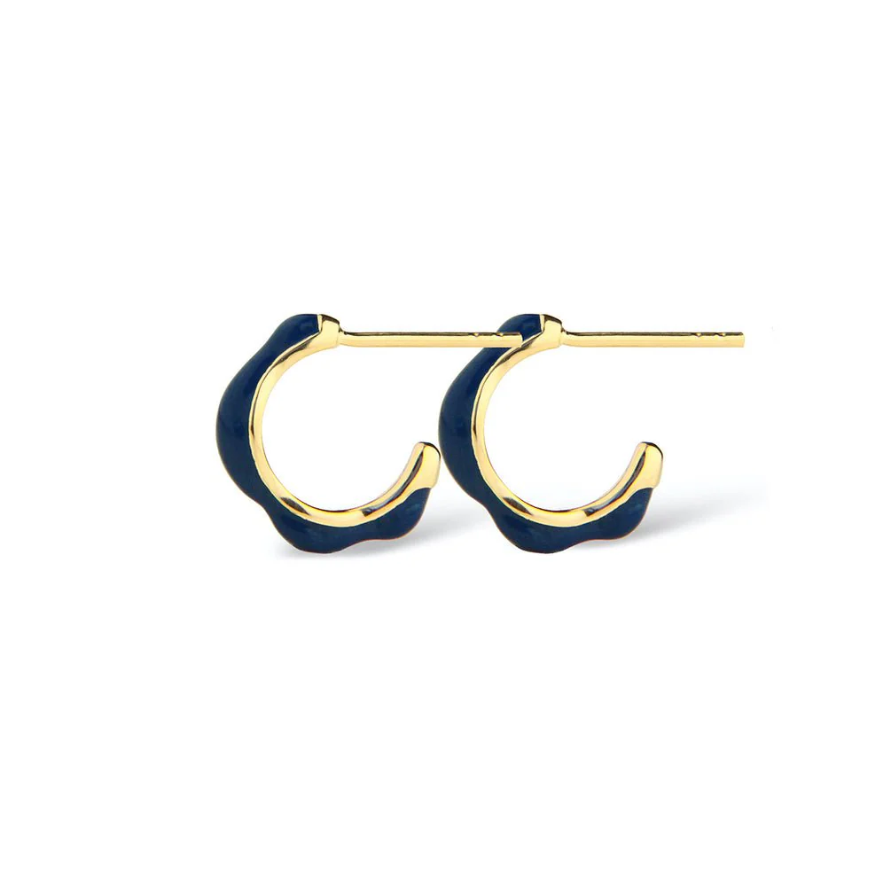 Jeberg Jewellery - Balance Enamel Navy Blue Hoop gold