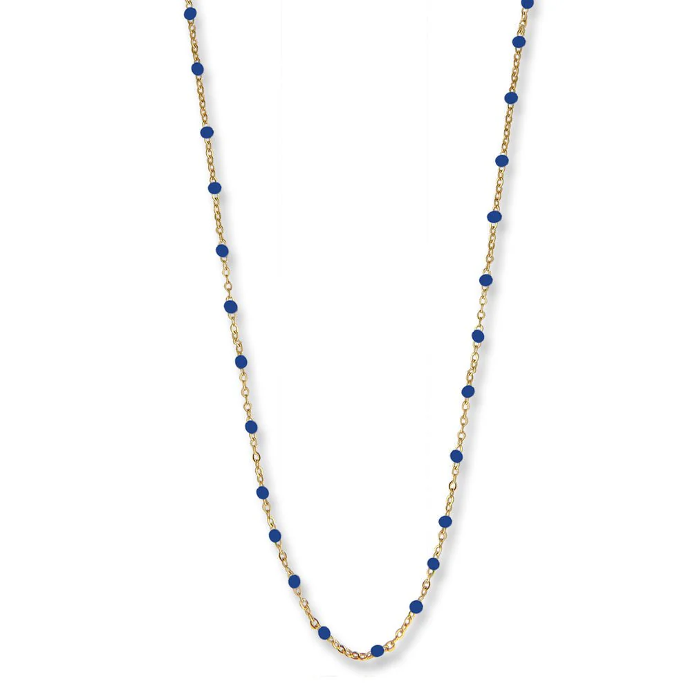 Jeberg Jewellery - Ocean Blue beaded necklace 42 + 3 cm gold