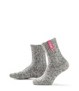 SOXS - Wollsocken mittelhoch, graue Wolle, bubble gum