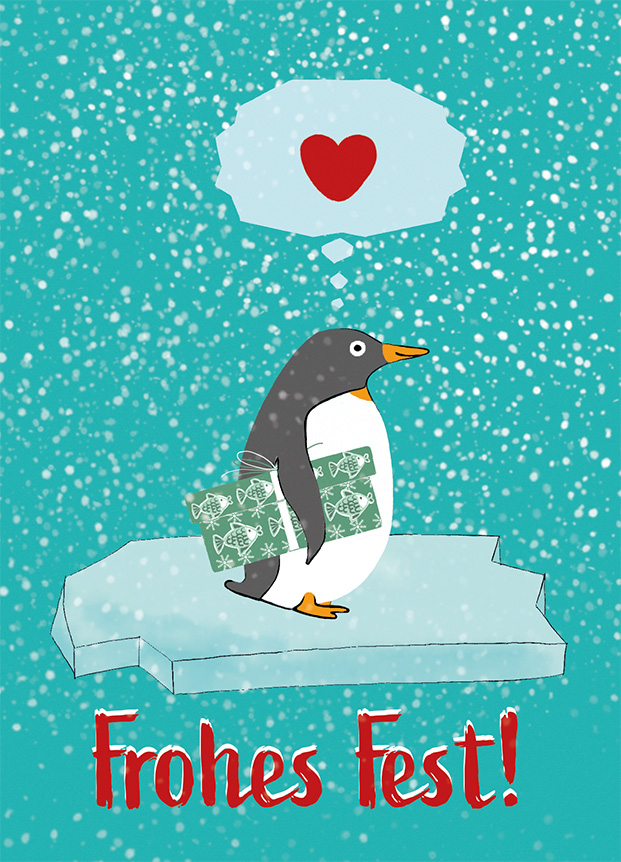 Nobis Design - Postkarte - m-illu - Pinguin Herz