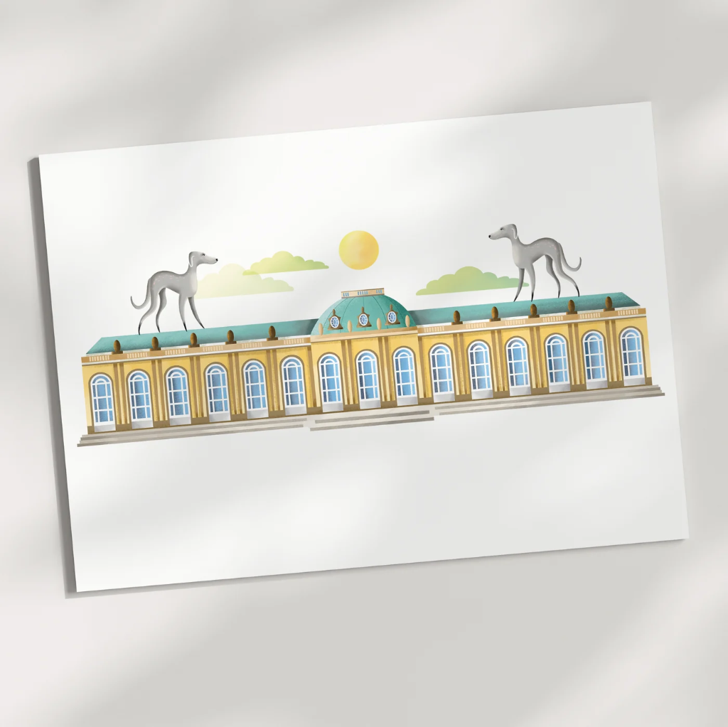 Luckycatstudio - Postkarte - Schloss Sanssouci, Potsdam