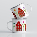 Luckycatstudio - Tasse Emaille Holländisches Viertel