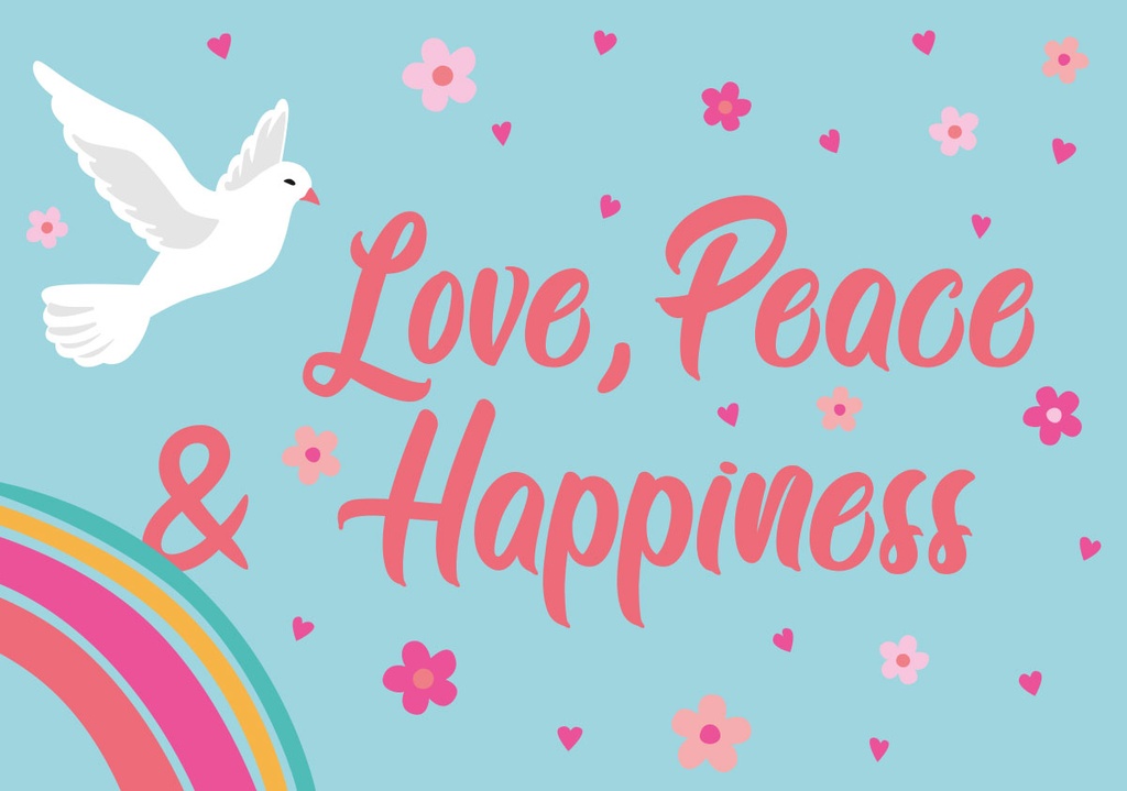 Nobis Design - Postkarte - happiness - Love, Peace & Happiness