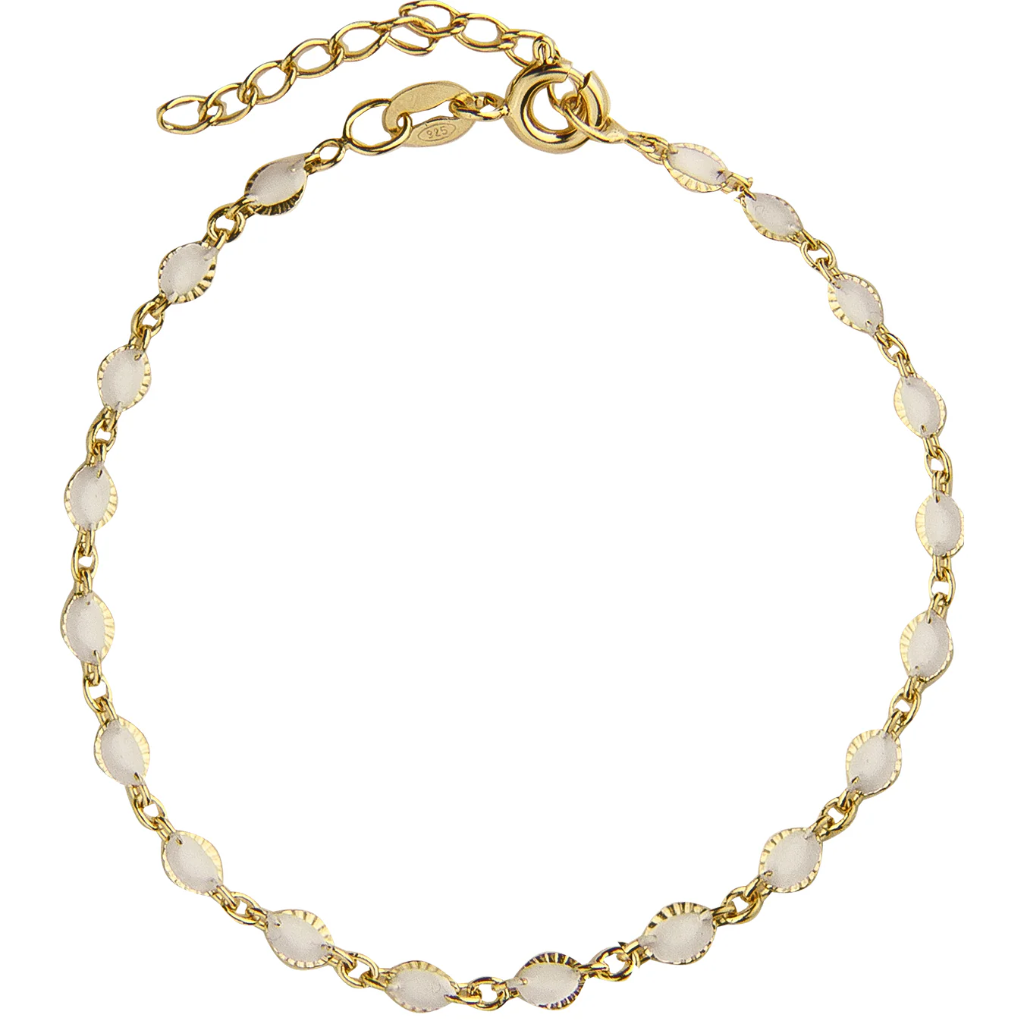 Jeberg Jewellery - Lily White Enamel Bracelet Gold