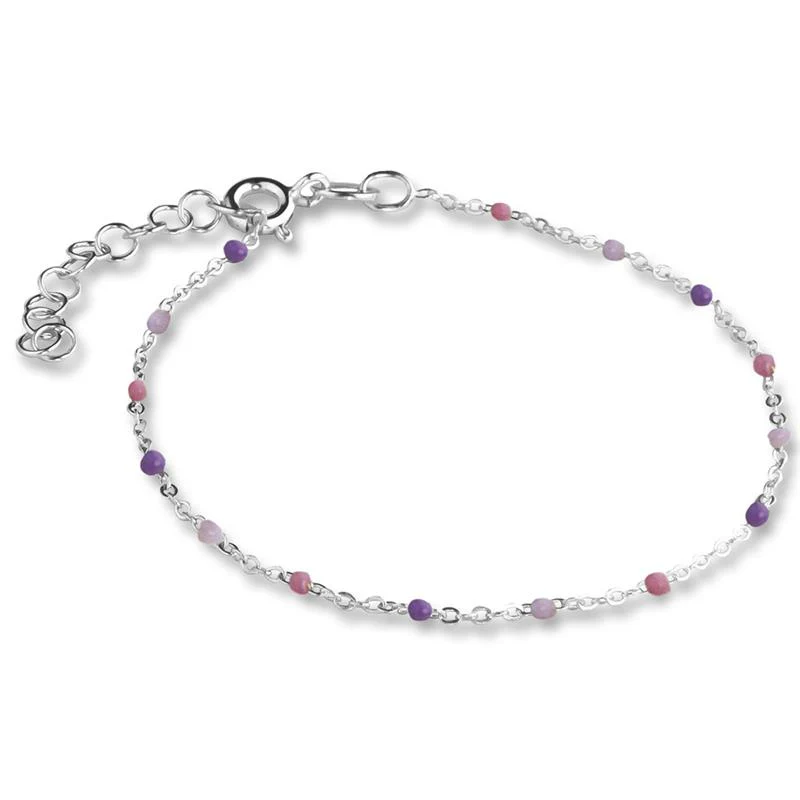 Jeberg Jewellery - Lavender beaded bracelet 16 + 3 cm silver