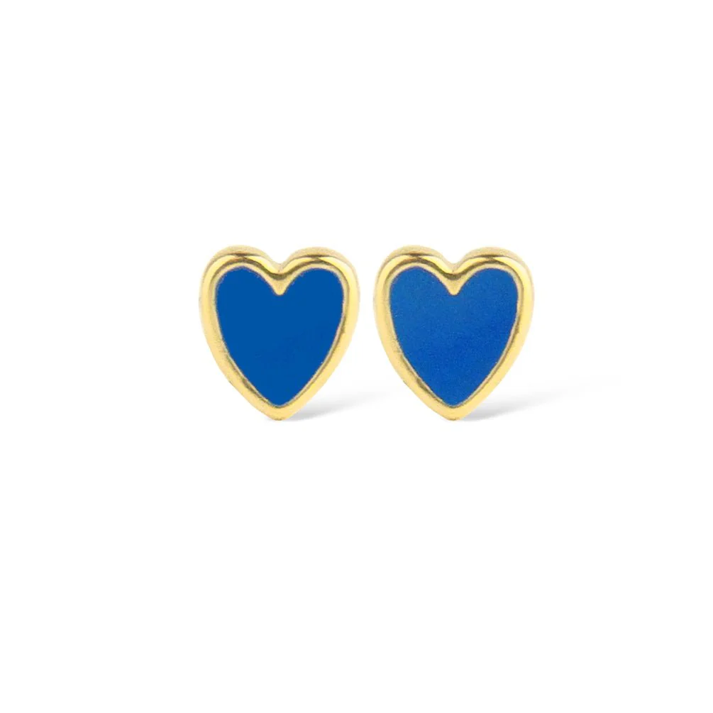 Jeberg Jewellery - Petite Heart Me blue enamel stud gold pair