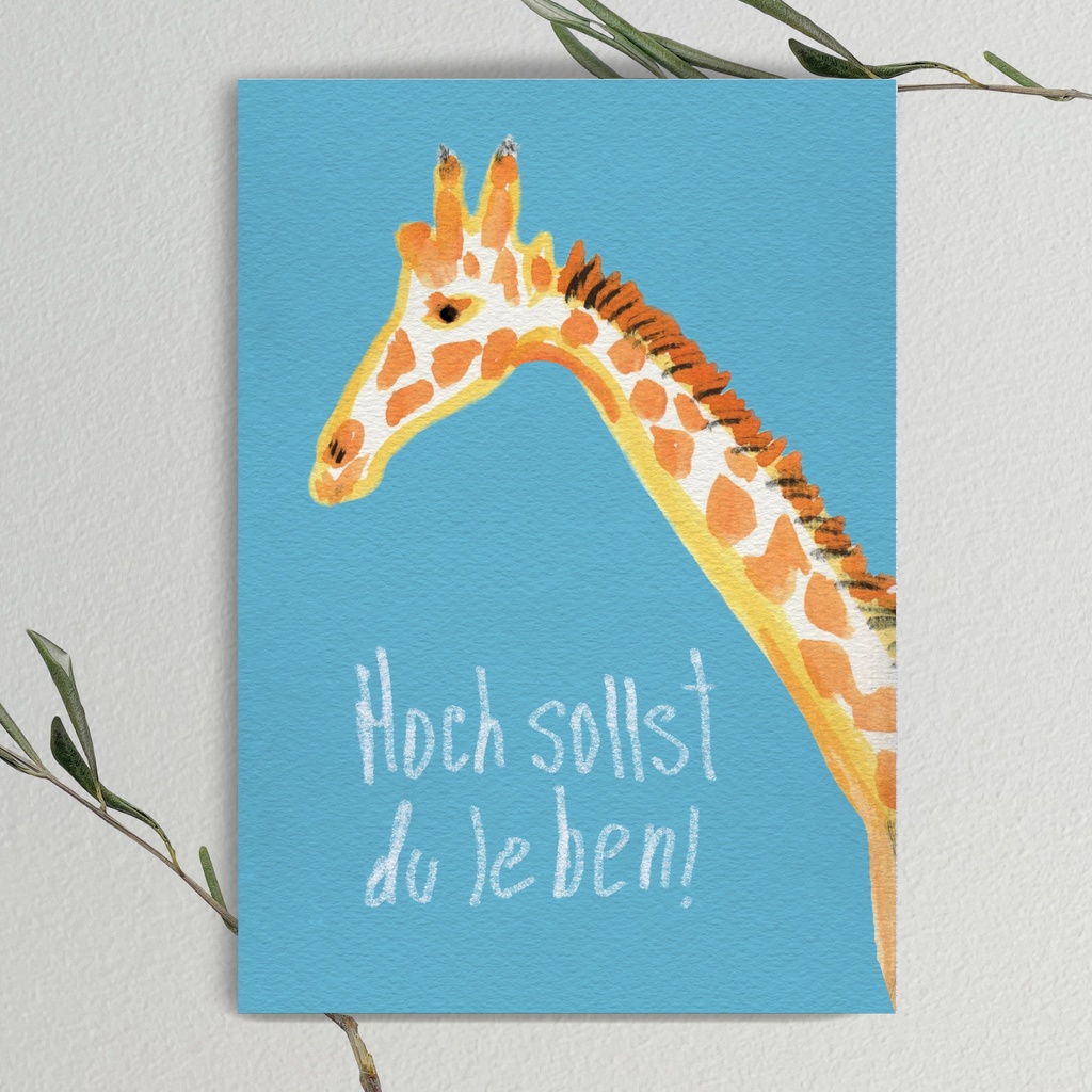 Elena Klein - Postkarte - Giraffe - Hoch sollst du leben