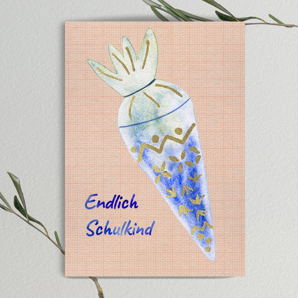 Elena Klein - Postkarte - Schultüte - Endlich Schulkind