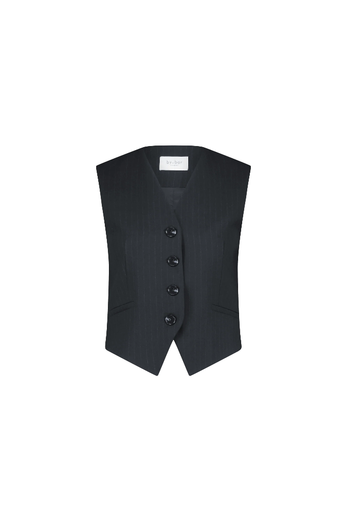 By Bar - Lynn Pinstripe Gilet - 861 Jet Black