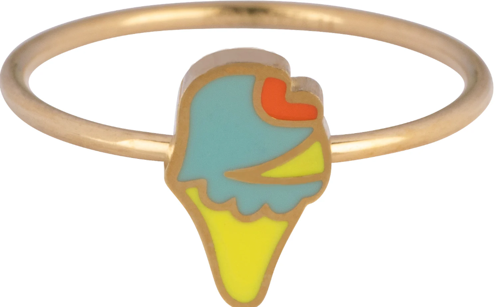 Charmins Ring - KR106 - Ice Gold Steel Children Ring