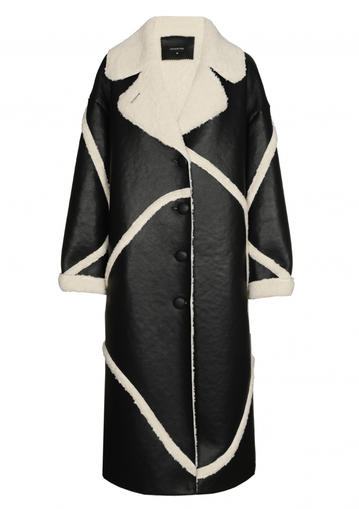 Caroline Biss - STRAIGHT-FITTING ECO-LEATHER WINTER COAT