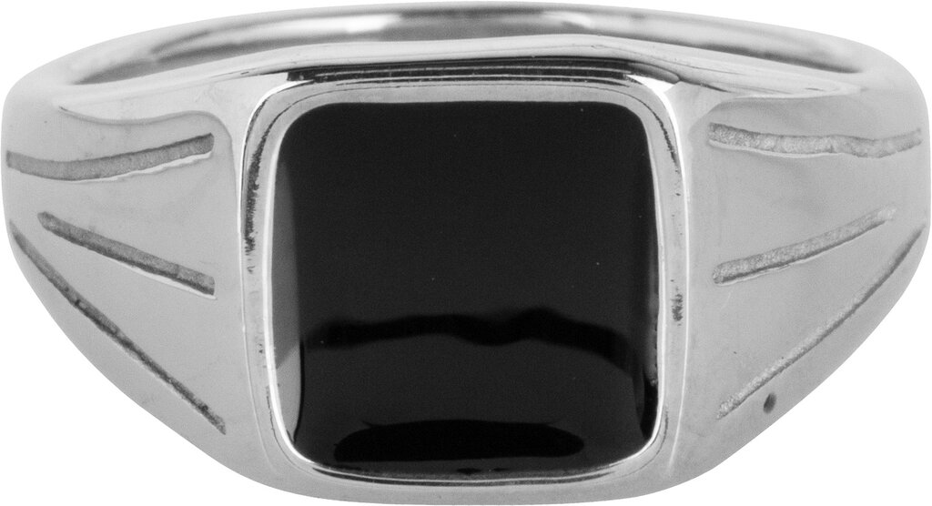 Charmins Ring - R1003 - UNI Men's Signet Ring Square Black Stone Steel