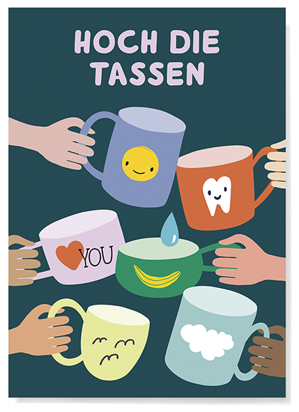 Nobis Design - Postkarte - Familytree - Hoch die Tassen