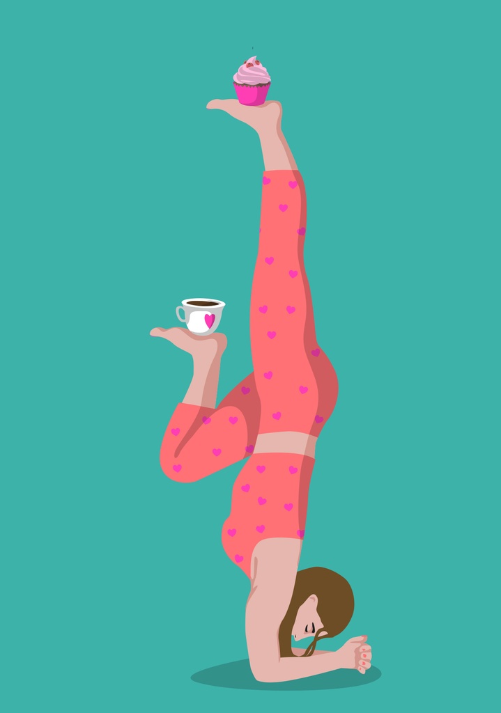 Nobis Design - Postkarte - Happiness - Yoga Stand with Coffee