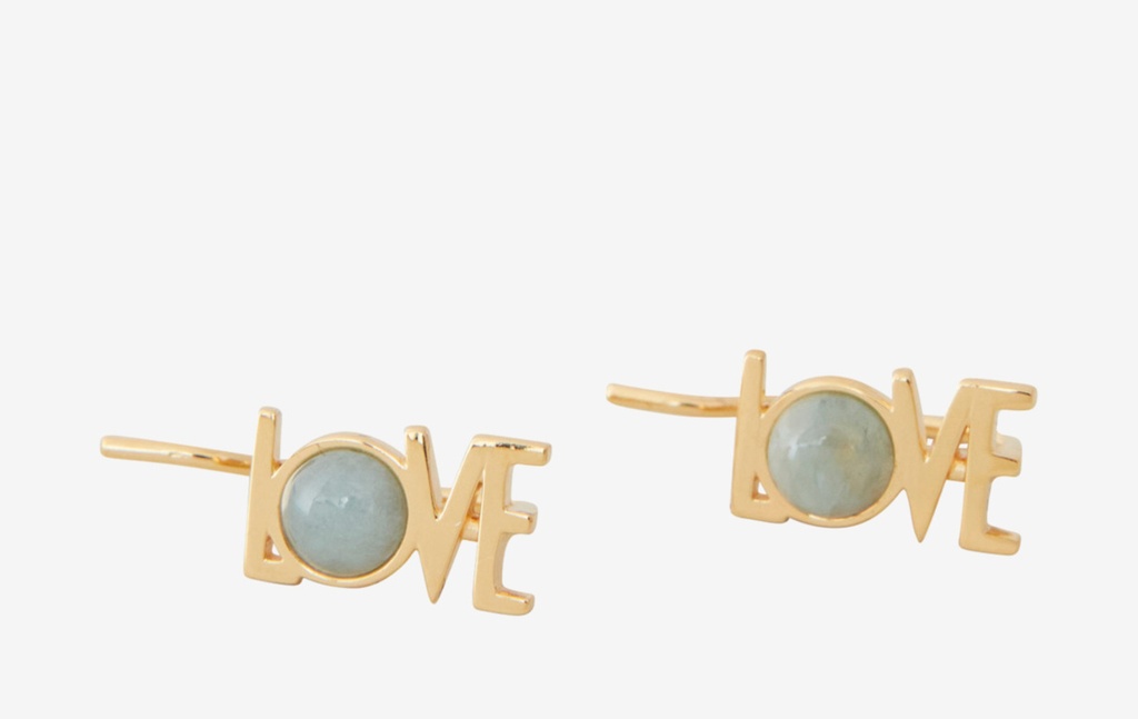 Design Letters - LOVE Aquamarine Ear Climber gold (einzeln, rechtes Ohr)