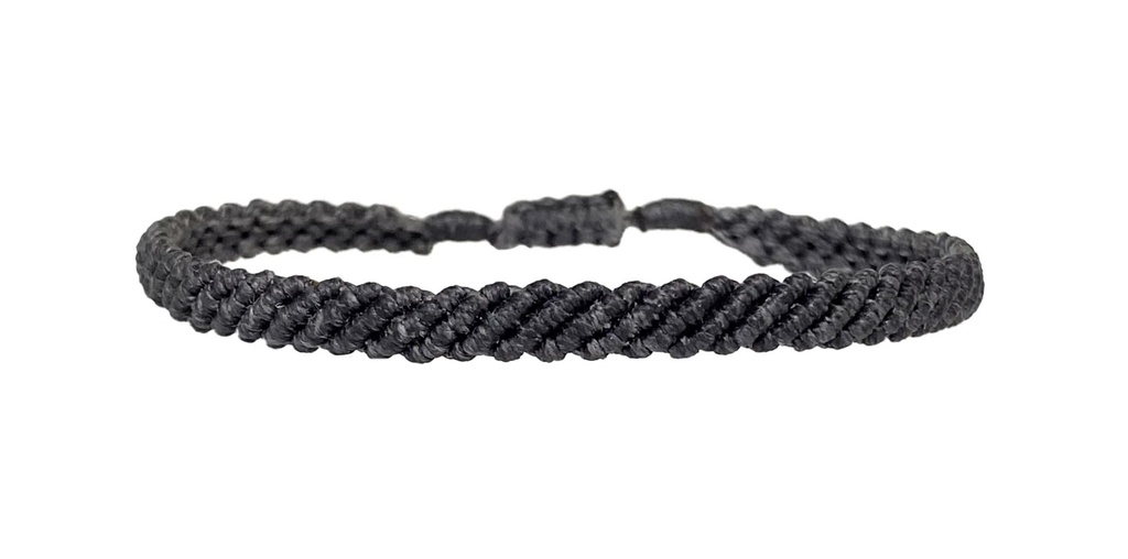 LeJu - Bracelet Polyester Threads dark grey Macramé BLMACRAMEMEN01AW24