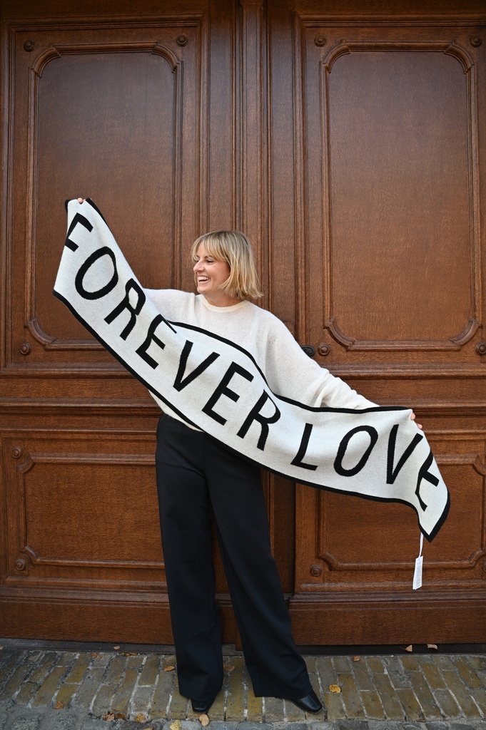 Cashmere & Friends - Forever Love Stole Baby Cashmere Black Greywhite