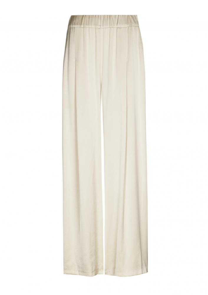 Caroline Biss - WIDE SHINY PANTS, ELASTIC WAIST - Hose - Viskose-Mix - einfarbig - gerade - Champagne Gold  