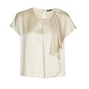 Caroline Biss - SHINY STRAIGHT-FITTING TOP WITH FLOUNCE - Top - Viskose-Mix - einfarbig - Volant - Champagne Gold 