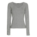 Caroline Biss - FITTED COMFORTABLE RIB-KNIT PULLOVER GREY GLITTER