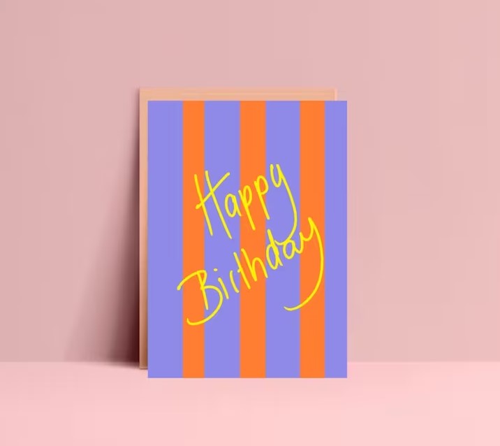 Hej Ibiza - Postkarte - Happy Birthday stripes