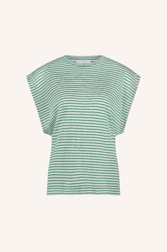 By Bar - Mason Small Stripe Top - 448 Green Small Stripe