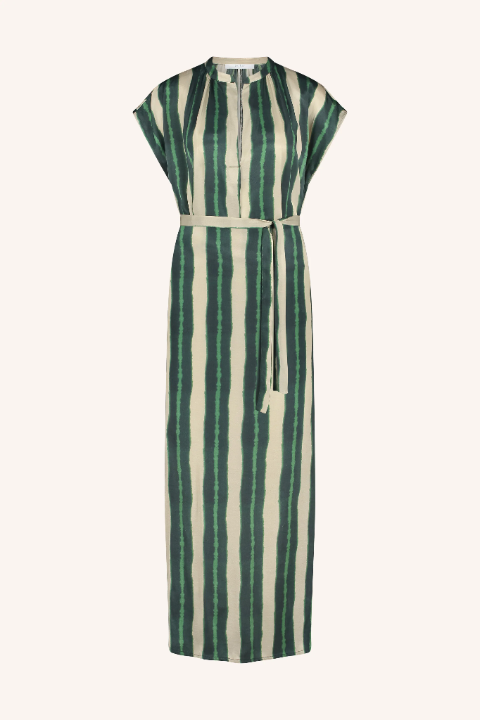 By Bar - Victoria Tie Dye Dress Long - 446 Green Tie Dye Stripe