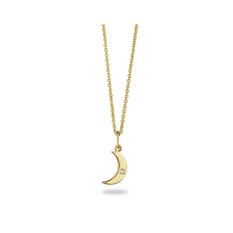 Jeberg Jewellery -  Mini moon necklace gold with chain 45cm