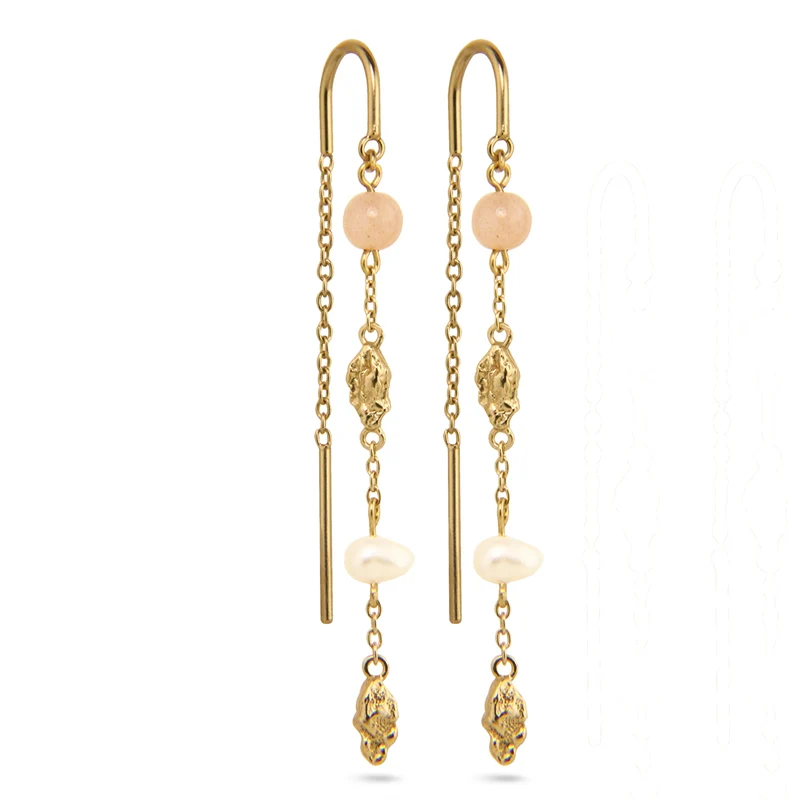 Jeberg Jewellery - I AM GOLD  chain earring w. pearl