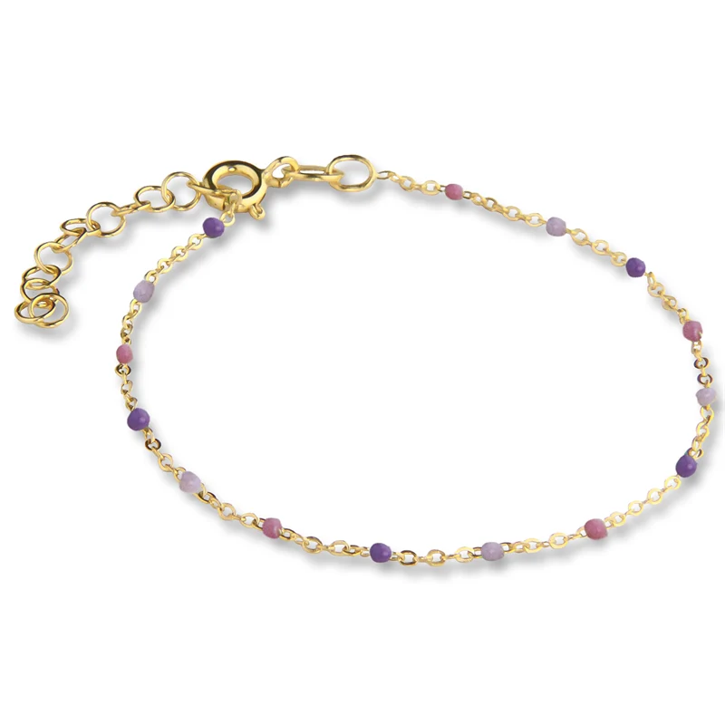 Jeberg Jewellery - Lavender beaded bracelet 16 + 3 cm gold